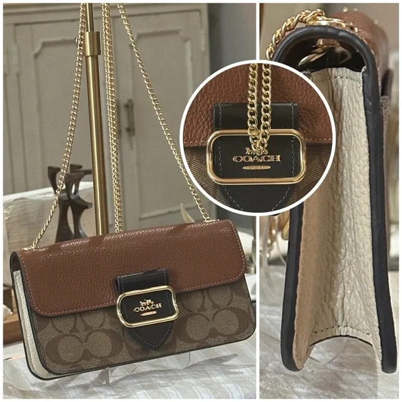 COACH Signature Colorblock Morgan Crossbody in Khaki/Multi, BNWT - Picture 3 of 16